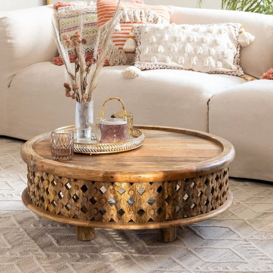 Tatvaacasa Carved Wood Coffee Table (Wood)