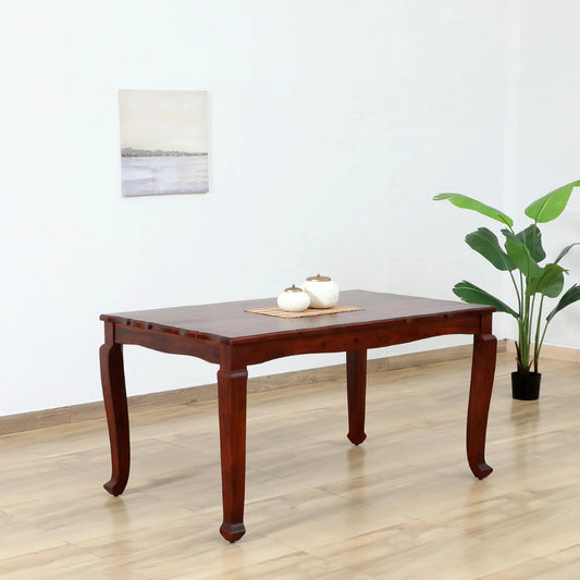 Teak Wood 6 Seater Dining Table In Honey Oak Finish