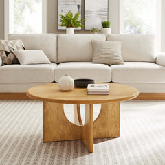 Tatvaacasa Round 34" Coffee Table in Walnut