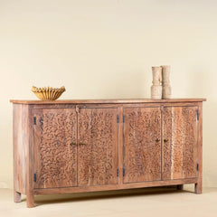 Carved Acacia Wood Sideboard Natural