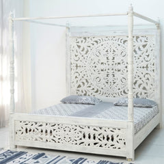 Handcrafted Indian Mango Wood Canopy Bed