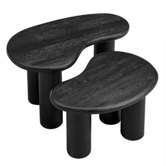 Mango Wood Nesting Coffee Table Set in Black