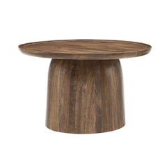 Tatvaacasa Round Wood Coffee Table in Black