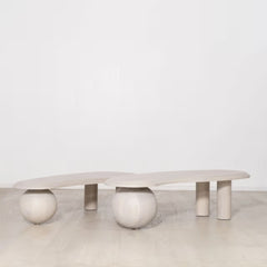 White Wash Oak Wood Modern Coffee Table
