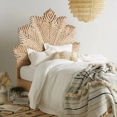 Carved Wooden Bed | Handcrafted Frond Bed