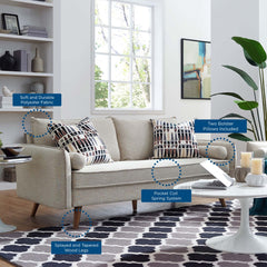 Tatvaacasa Upholstered Fabric Sofa in Azure