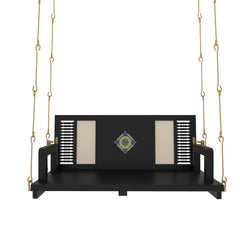 Black Wooden Swing with Artistic Tile Inlay