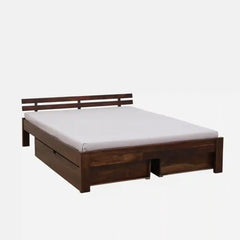 Sheesham Wood Queen Size Bed With Storage Drawers