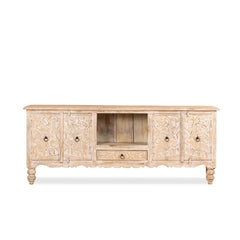 White Wooden Sideboard with Open Shelf