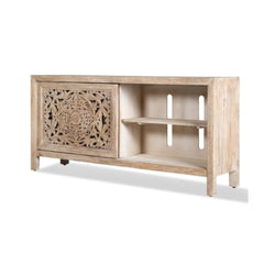 Hand Carved TV Cabinet In Natural
