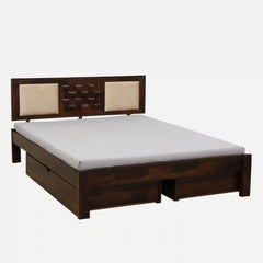 Sheesham Wood Queen Size Bed With Storage Drawers
