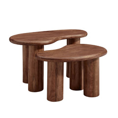 Mango Wood Nesting Coffee Table Set in Black