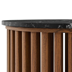 Round Marble Top Nesting Coffee Table Set in Walnut Black