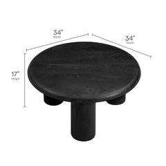 Tatvaacasa Round Mango Wood Coffee Table in Black