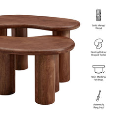 Mango Wood Nesting Coffee Table Set in Black