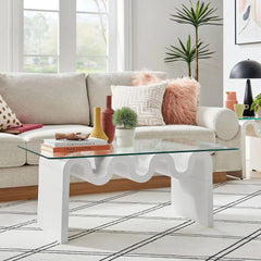 Tatvaacasa Glass Top Coffee Table in Natural