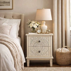 Handcrafted Mango Wood Bedside Table