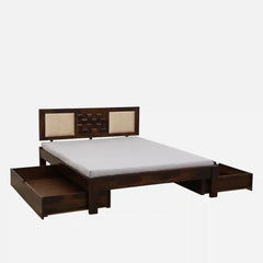 Sheesham Wood Queen Size Bed With Storage Drawers