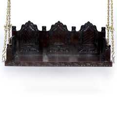 Wooden Brass Chain Carved Elephants pillar Swing