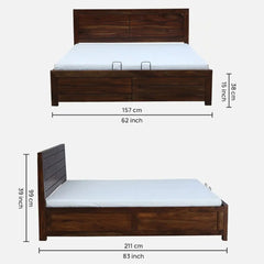 Sheesham Wood Hydraulic Storage Beds