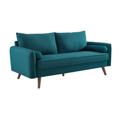 Tatvaacasa Upholstered Fabric Sofa in Azure