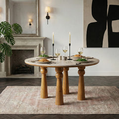Wooden Dining Table With Marble Top