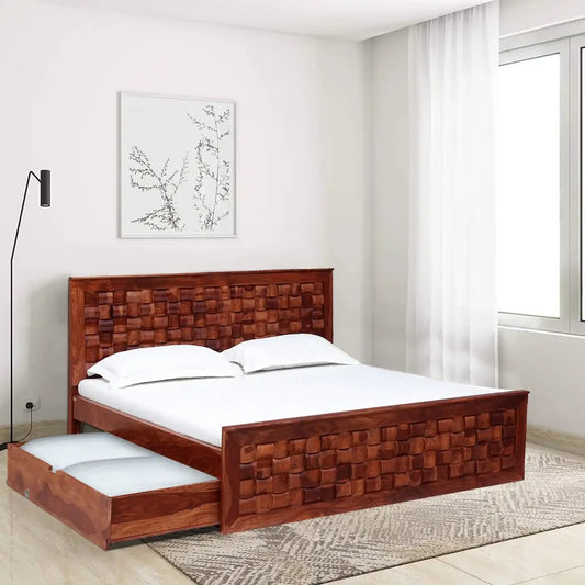 Solid Sheesham Wood Drawer Storage Beds