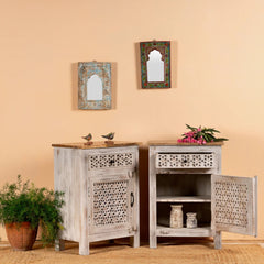 Hand Carved Vintage Bedside Table