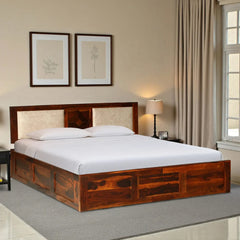 Solid Wood King Size Bed With Hydraulic Storage
