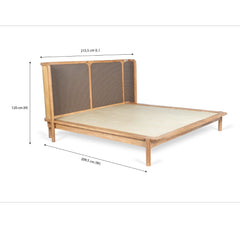 Tatvaacasa Solid Wood Bed with Headboard Panel & Matching Bedside Table
