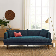 Tatvaacasa Modern Upholstered Sofa with Down-Blend Cushions & Tapered Wood Legs