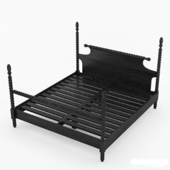 Hand-Turned Black Mango Wood Poster Bed