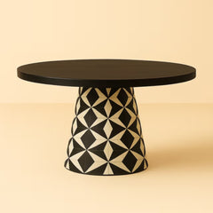 Black Mango Wood Round Pedestal Dining Table