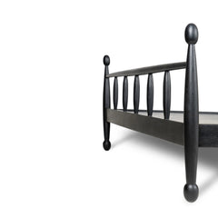 Solid Wood Bed with Upholstered Headboard | Modern Wooden Bed Frame for Bedroom