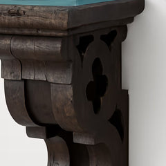 Tatvaacasa Carved Console Table with Glass Top