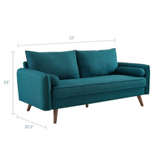 Tatvaacasa Upholstered Fabric Sofa in Azure