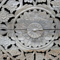 Solid Mango Wood Mandala Carved 2 Drawer Bedside Cabinet