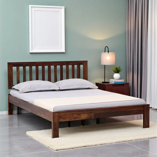 Solid Wood Queen Size Bed Without Storage