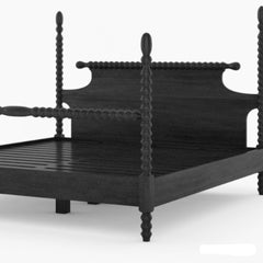 Hand-Turned Black Mango Wood Poster Bed