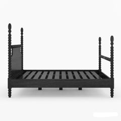 Hand-Turned Black Mango Wood Poster Bed