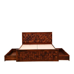Solid Sheesham Wood Drawer Storage Beds
