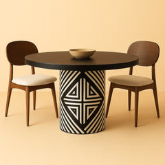Black Modern Round Pedestal Dining Table