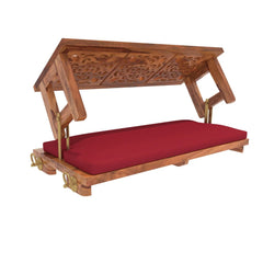 Carved Back Designed Red Upholstery Handmade Swing for Home