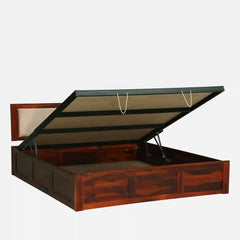 Sheesham Wood Queen Size Bed With Hydraulic Storage