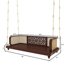 Handcrafted Wooden Swing with Traditional Carving