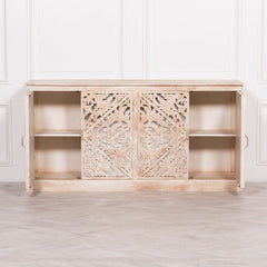 Natural Wooden Carved Sideboard for Storage