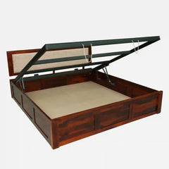 Sheesham Wood Queen Size Bed With Hydraulic Storage