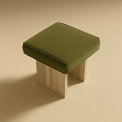 Tatvaacasa Wooden Grey Pouf Stool