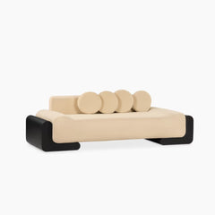 Tatvaacasa Modern Beige Sofa with Circular Back Cushions