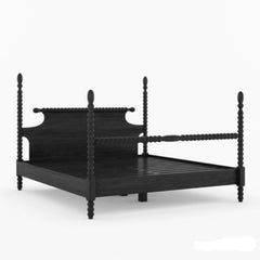 Hand-Turned Black Mango Wood Poster Bed